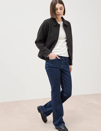Jeans bootcut taille haute denim brut femme