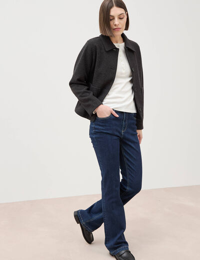 Jeans bootcut taille haute denim brut femme