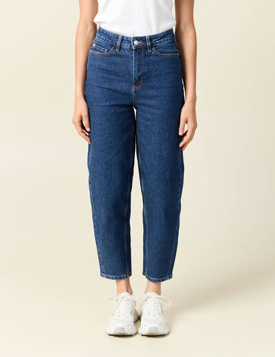 Jeans barrel slouchy taille haute 7/8ème denim brut femme