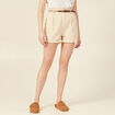 Short paperbag ceinturé creme femme