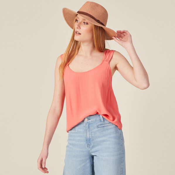 blouse bretelles larges rose corail femme Blouse bretelles larges rose corail femme