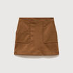Mini-jupe doubl&eacute;e marron femme