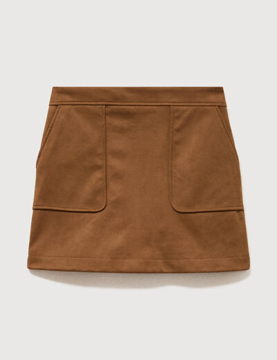 Mini-jupe doubl&eacute;e marron femme