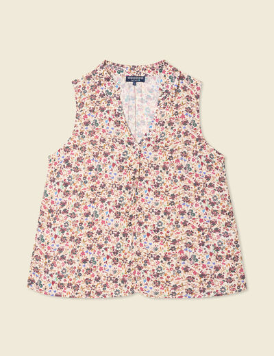 Blouse sans manches creme femme