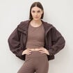 Blouson oversize court &agrave; capuche marron femme
