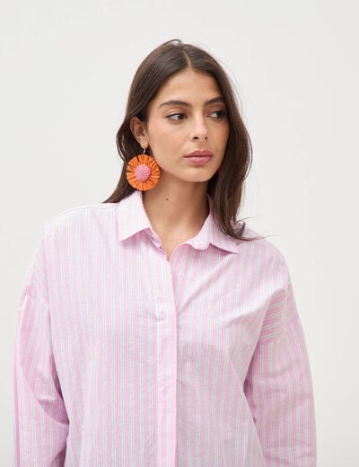 Chemise manches longues rose femme