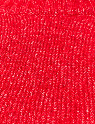 Pull col montant manches longues rouge femme