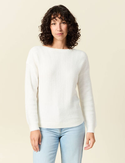 Pull manches longues ecru femme