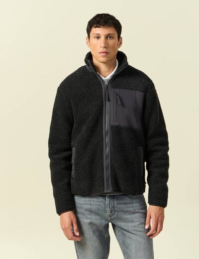 Sweat effet polaire manches longues gris anthracite homme