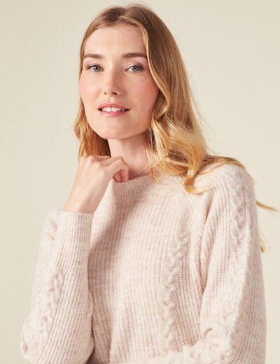 Robe pull droite torsades creme femme