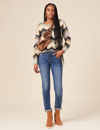 Pull manches longues vert olive femme
