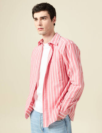 Chemise boyfriend en coton rouge corail homme