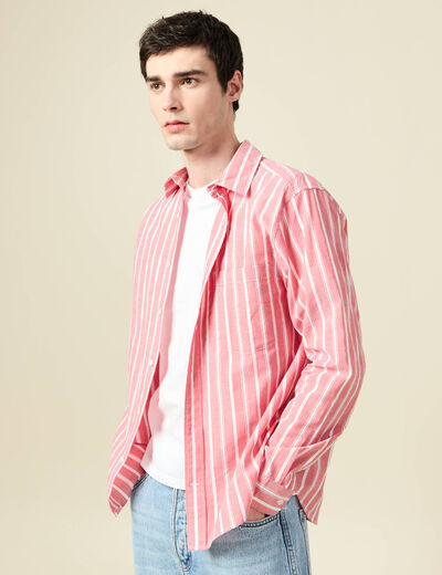 Chemise boyfriend en coton rouge corail homme