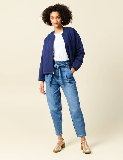 Jeans slouchy taille haute denim stone femme
