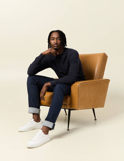 Pull éco-responsable bleu marine homme