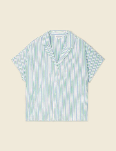 Chemise manches courtes bleu femme