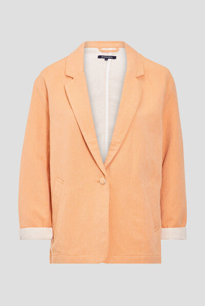 Veste droite manches 3/4 orange femme
