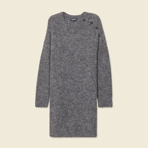 Robe pull droite avec boutons gris clair femme