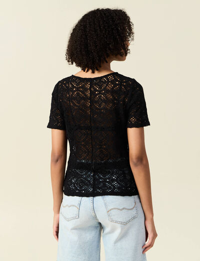 T-shirt manches courtes noir femme