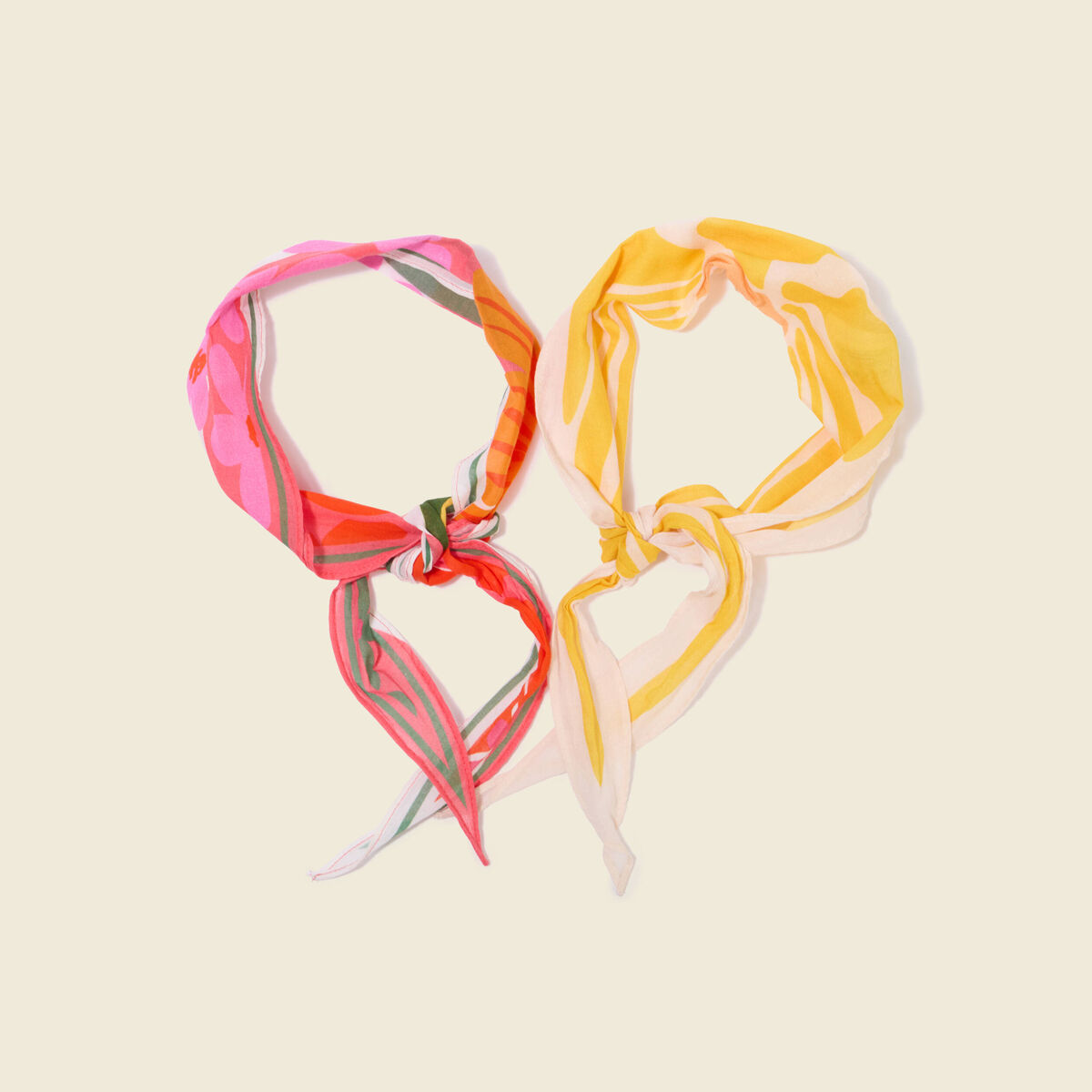 Lot de 2 foulards en coton rose femme