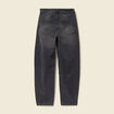 Jeans barrel 7/8&egrave;me avec ceinture denim gris femme