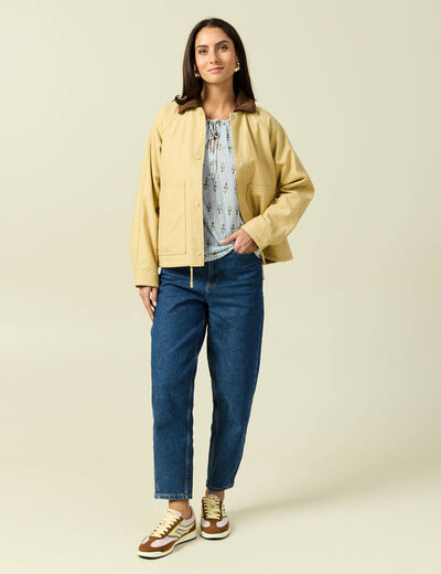 Blouse col rond manches longues bleu ciel femme