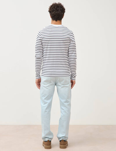 Marini&egrave;re manches longues col rond bleu marine homme