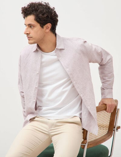 Chemise manches longues vieux rose homme