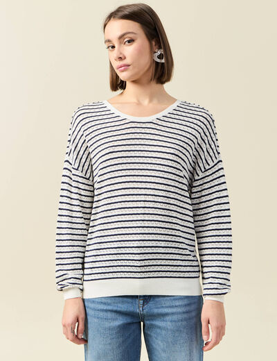 Pull manches longues ecru femme