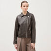 Perfecto manches longues similicuir marron fonc&eacute; femme