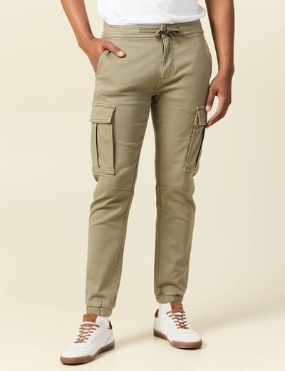 Pantalon battle bas resserré vert kaki homme
