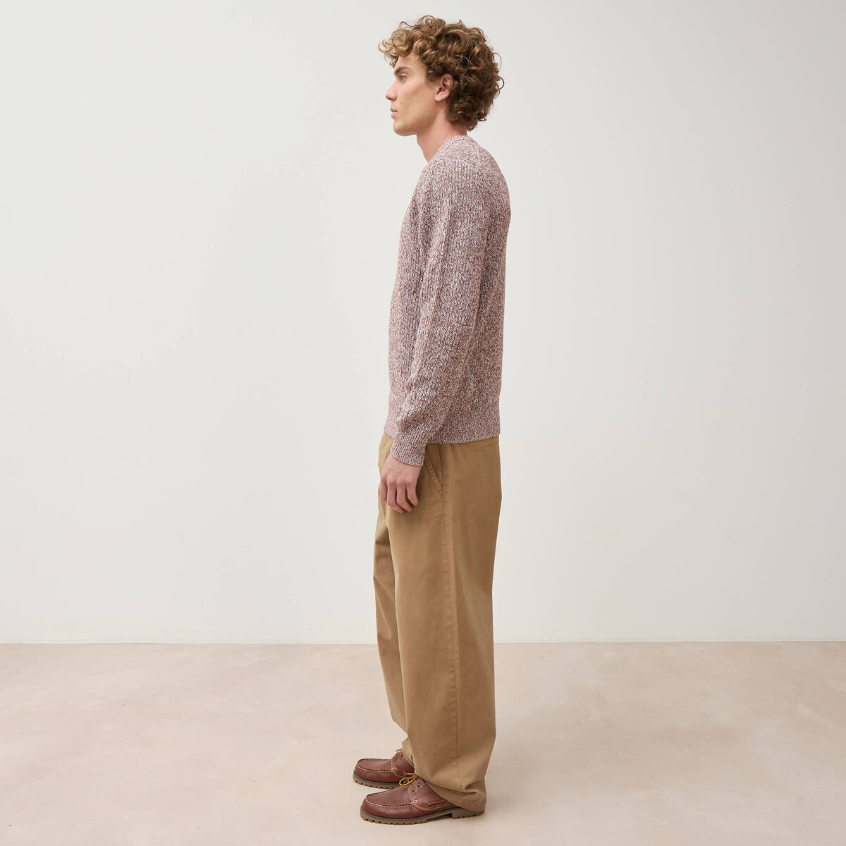 Pull manches longues marron fonc&eacute; homme