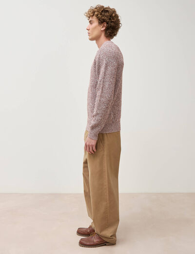 Pull manches longues marron fonc&eacute; homme