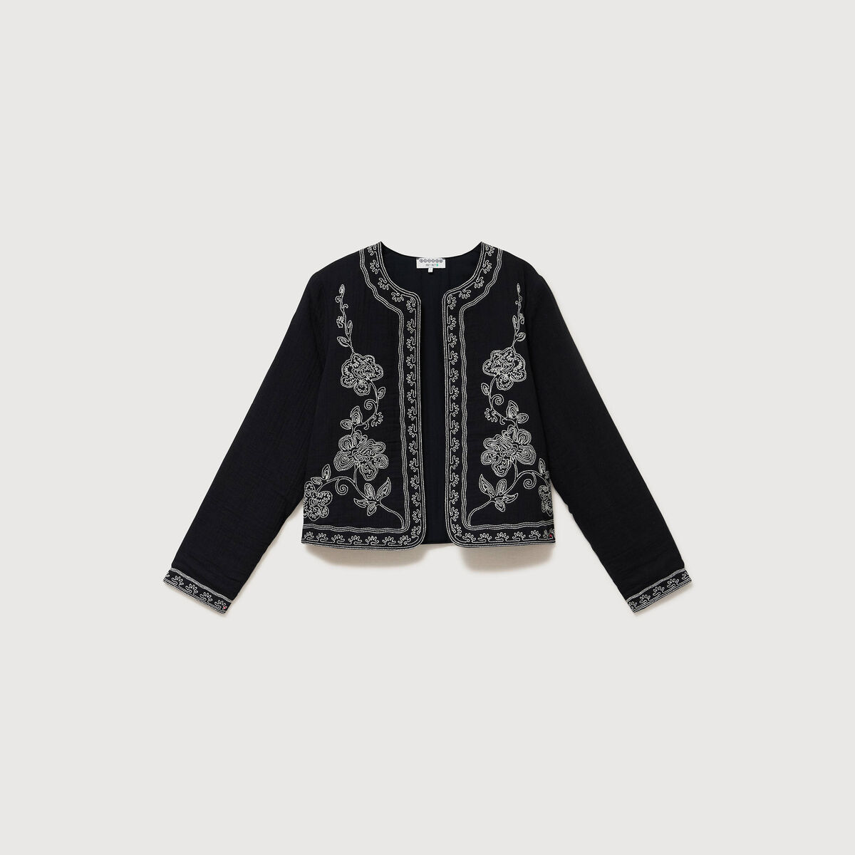 Veste en coton avec broderie noir femme
