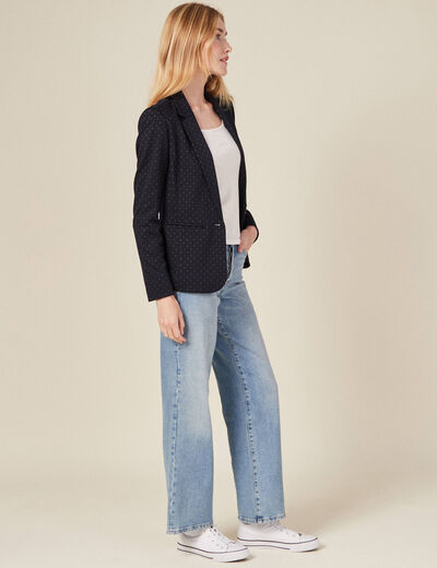 Veste blazer droite bleu foncé femme