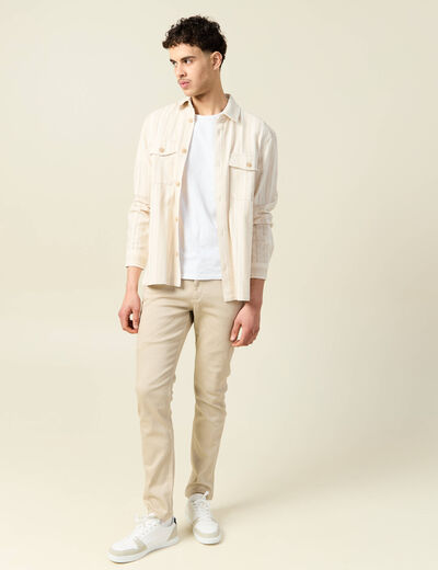 Jeans slim 5 poches denim beige homme