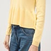 Pull col rond manches longues jaune clair femme