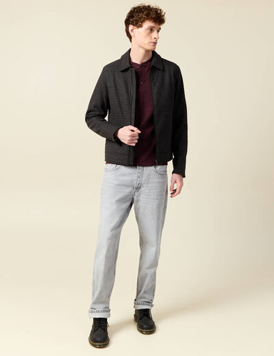 Veste oversize courte col classique gris fonc&eacute; homme