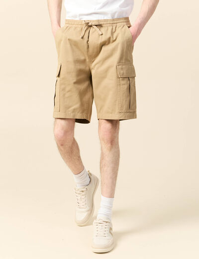 Bermuda droit cargo taupe homme
