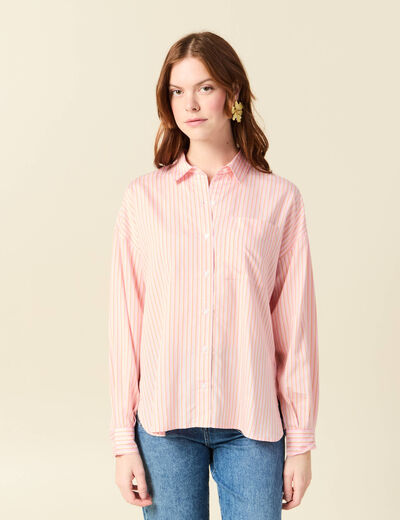 Chemise oversize manches longues fluides rose femme