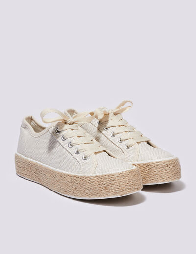 Espadrilles plates avec cordes ecru femme
