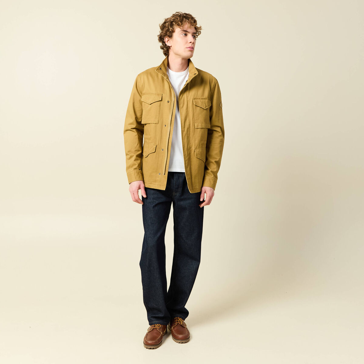 Saharienne col montant manches longues camel homme