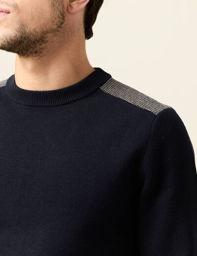 Pull manches longues bleu marine homme