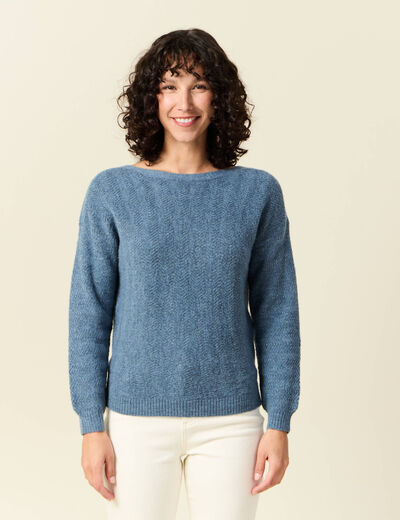 Pull manches longues bleu clair femme