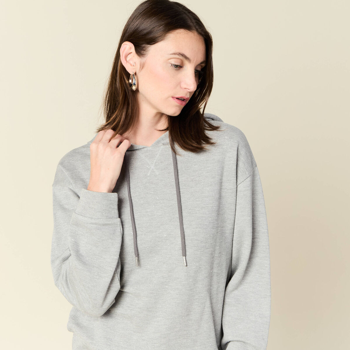 Sweat à capuche gris femme
