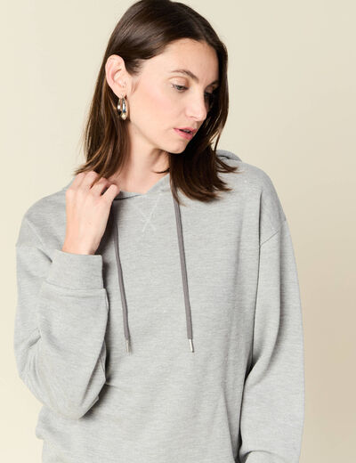 Sweat à capuche gris femme