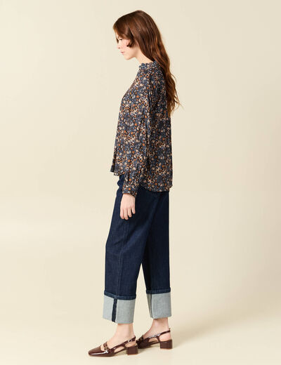 Blouse manches longues bleu marine femme