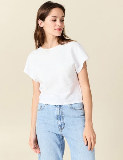 T-shirt manches courtes blanc femme