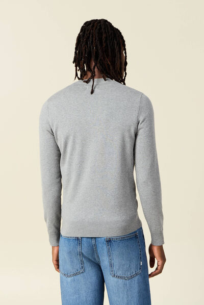 Pull col en V éco-responsable gris foncé homme