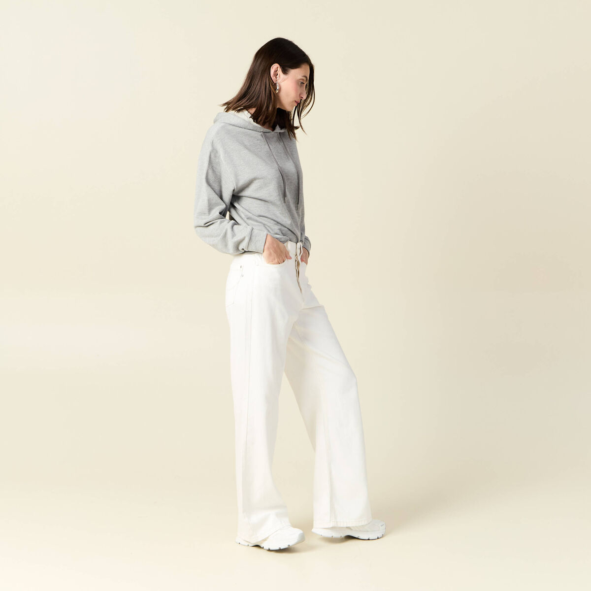 Sweat à capuche gris femme